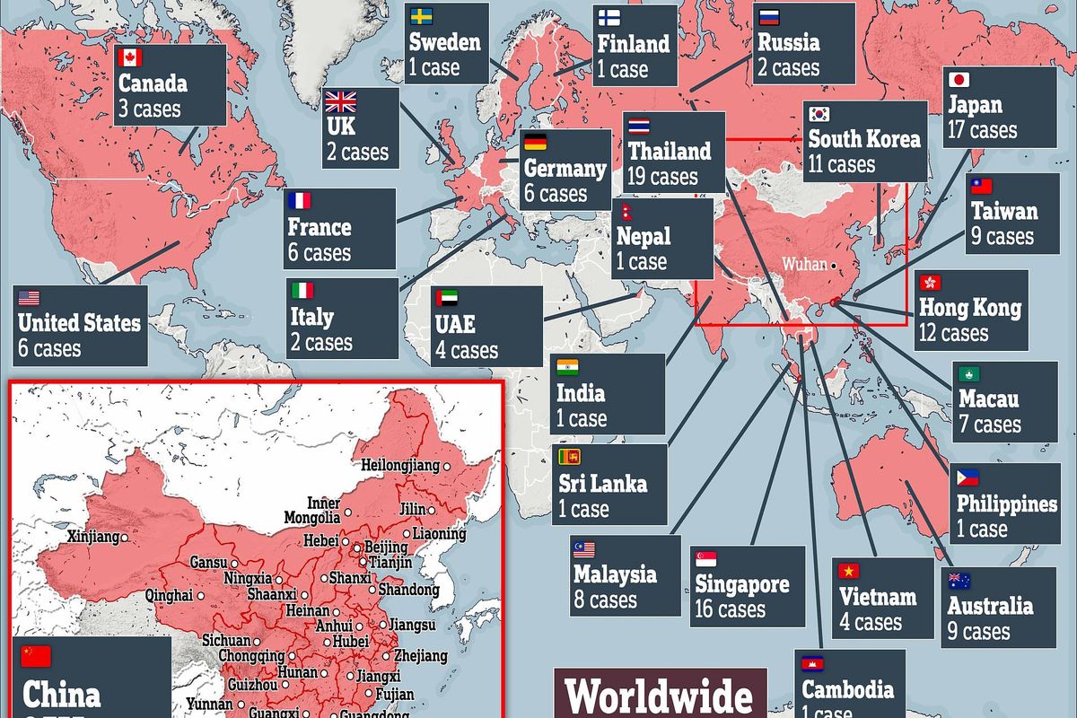 پراکندگی ویروس کرونا در سراسر جهان