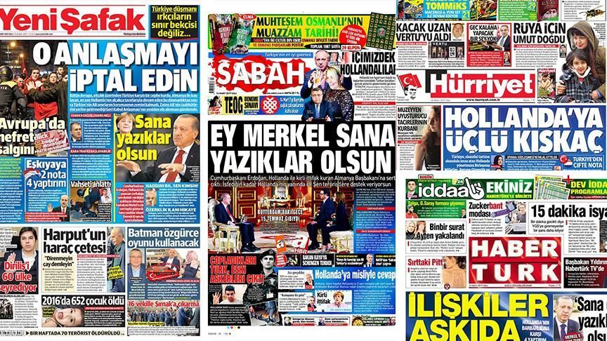 مهمترین عناوین امروز روزنامه های ترکیه 