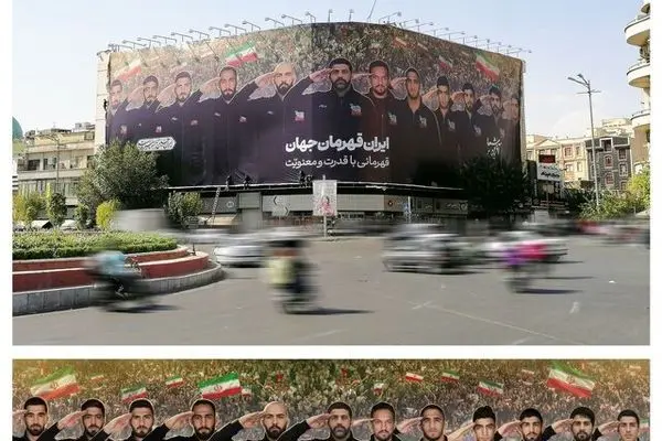 دیوارنگاره جدید میدان انقلاب با تصویر قهرمانان کشتی ایران