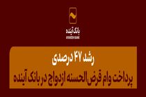 رشد 47 درصدی پرداخت وام قرض‌الحسنه ازدواج در بانک آینده