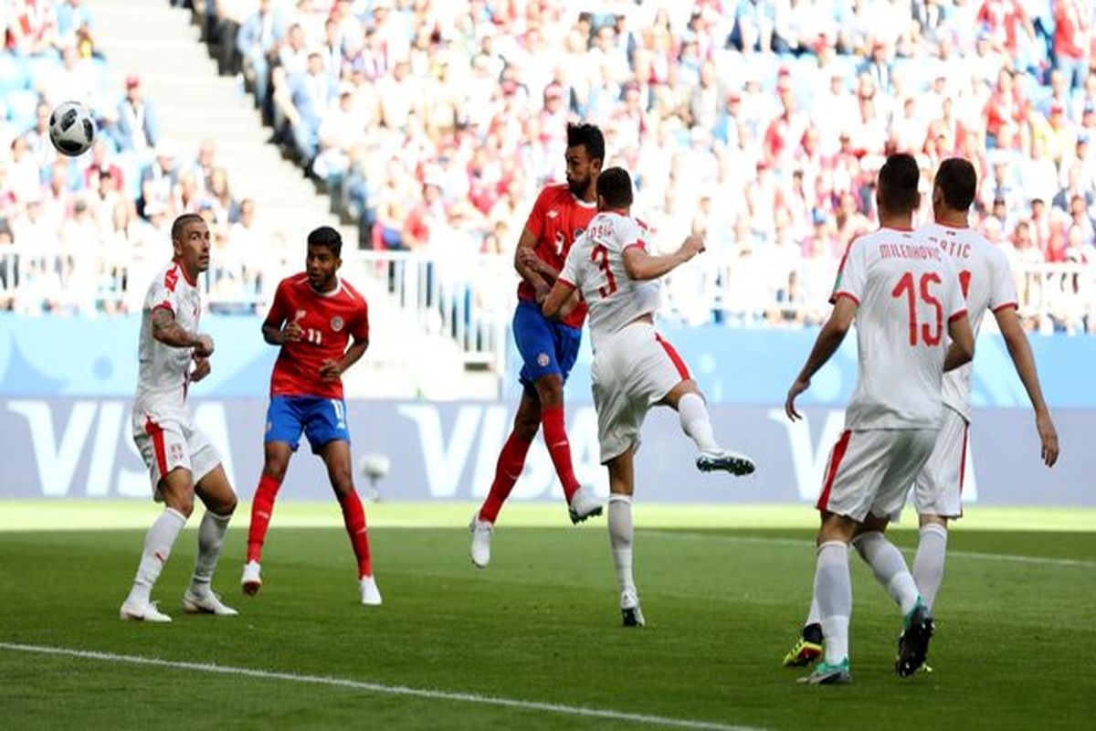 پایان نیمه اول بازی کاستاریکا و صربستان با تساوی بدون گل