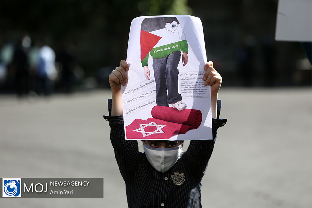 تجمع مردم تهران در حمایت از فلسطین با رعایت دستورات بهداشتی