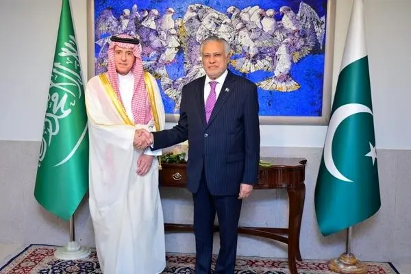 دیدار وزیر مشاور عربستان در امور خارجه با وزیر خارجه پاکستان