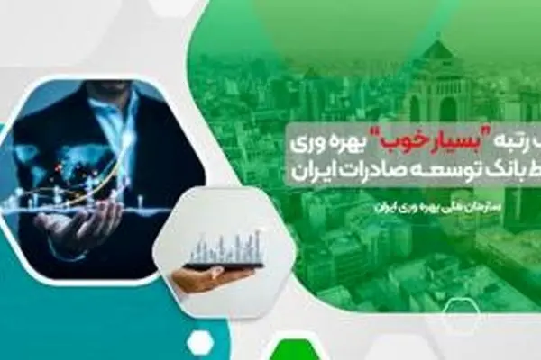 کسب رتبه "بسیار خوب" بهره وری توسط بانک توسعه صادرات ایران